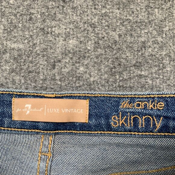 7 For All Mankind Jeans Womens 25 Denim Luxe Twisted Ankle Skinny Exposed Seams - Picture 5 of 14